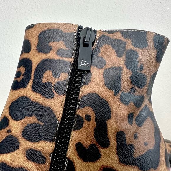 Christian Louboutin Adoxa Ankle Boots Size 36 Leopard Print Booties - Picture 12 of 13